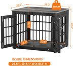 26 Inch Heavy Duty Dog Crate Furniture for Small Dogs, Decorative Pet House End Table, Wooden Cage Kennel Furniture Indoor, Gray