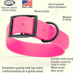 Dogline Biothane Waterproof Dog Collar Strong Coated Nylon Webbing with Black Hardware Odor- Proof for Easy Care Easy to Clean High Performance Fits Small Medium or Large Dogs, Passionfruit Pink