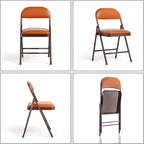 SKOK 4 Pack Padded Folding Chairs with Upholstered Cushion & Back, Padded Seats for Indoor & Outdoor, Portable Stackable Commercial Foldable Chairs w/Metal Frame for Events, Wedding Party