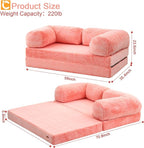 COMAX 4-in-1 Futon Sofa Bed, Queen Size Foldable Couch with L-Shaped Armrests, Convertible Sleeper Chair Bed, Comfortable Lounge Mattress for Living Room and Bedroom, Snow Orange