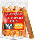 Canine Chews 8-9" Chicken Coated Dog Rawhide Retriever Rolls (15 Pack) - Chicken Rawhide Bones for Large Dogs - 100% USA-Sourced Chicken Coated Dog Rawhide Chews - Healthy Dog Dental Chew Rawhides