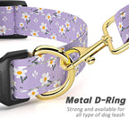 Reflective Dog Collar for Large Dogs, Cute Flower Theme Adjustable Heavy-Duty Nylon Puppy Collar for Boy and Girl Female, Soft Pet Accessories with Quick Release Buckle, Purple White