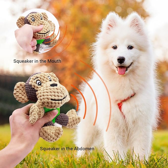 Raffaelo Dog Toys, Puppy Toys, Stuffed Teething Cleaning Chew Toys, Plush Interactive Dog Toys to Keep Them Busy with Squeaky, Training Reward Gift - (5.9-6.3")