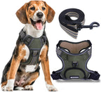 No Pull Dog Harness for Large Dogs, Adjustable No Choke Pet Vest with Dog Leash Fit Smart Reflective Pet Walking Harness for Training Easy Control Soft Handle Green L