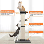 Cat Scratching Post 33 Inch Nature Sisal Scratch Post for Indoor Cats, Large Cat Scratcher Protect Your Furniture, for All Breeds Grey