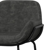 SIMPLIHOME Mira Bar Stools (Set of 2) - 30 inch Seat Height Upholstered Metal Bar Chairs in Distressed Slate Grey Vegan Faux Leather, Contemporary Seating with Curved Cushioned Seat and Armrests