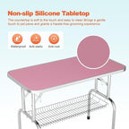 46'' Dog Grooming Table for Large Dogs, Foldable Professional Grooming Table for Dogs at Home with Double Loops/Mesh Tray/Adjustable Arm, Capacity up to 330lbs, Pink