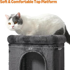 Amazon Basics 30-Inch Cat Tree Tower, Activity Center with 2 Plush Condos, Sisal Scratching Post and Hanging Pompom, Gray