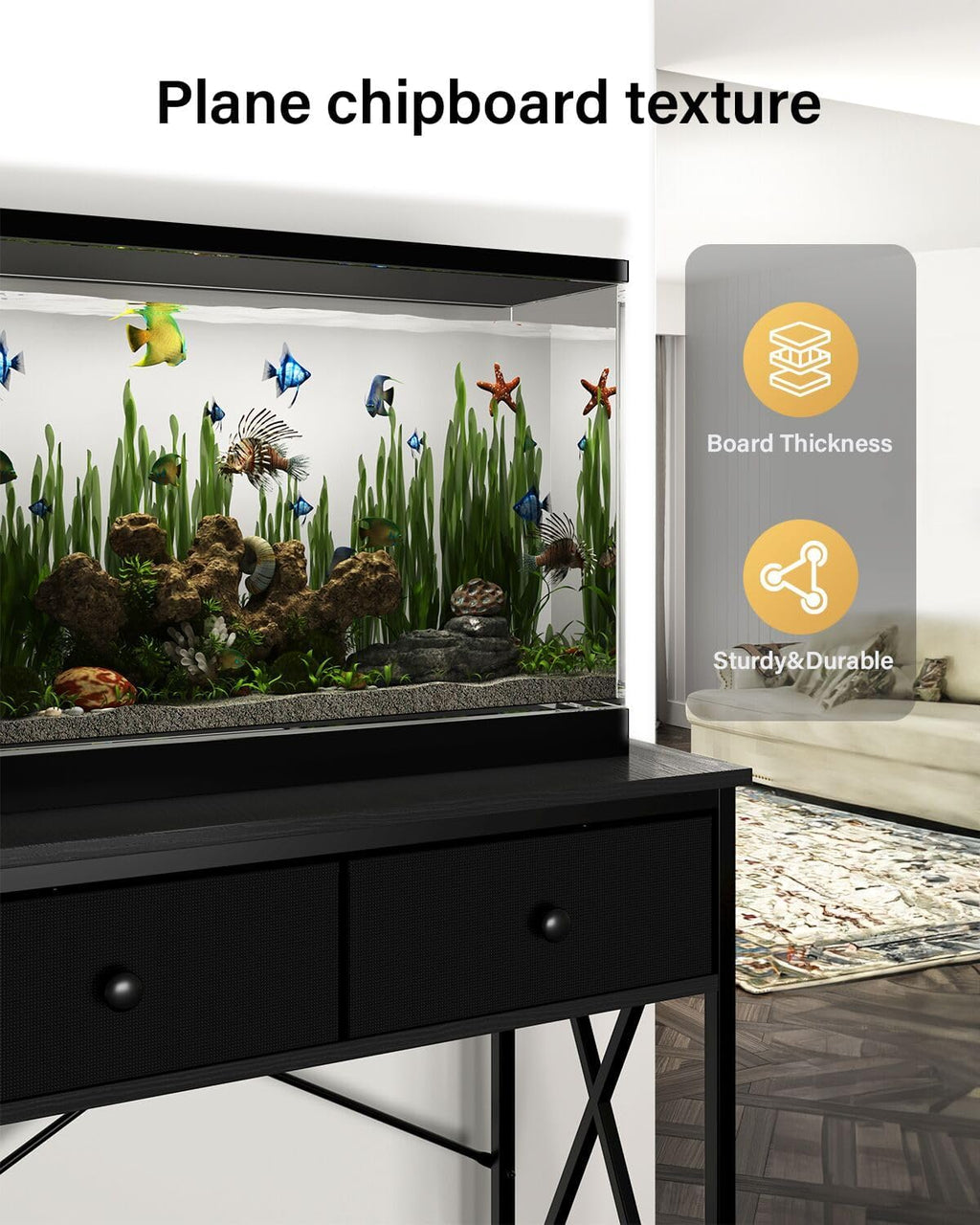 Fish Tank Stand 29 Gallon: Sturdy Aquarium Stand with Accessories Storage - Metal Fish Tank Table for 20-29 Gallon Reptile Breeder Turtle Terrarium - 30.7"x16.5" Weight Capacity 330 lbs