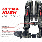 1pc 50 Cal Camo 4 Point Harness 3in Straps, Racing Harness Seat Belt | Ultra Kush padding, Push Button quick release hardware. Universal Fit for UTV, RZR, race car.