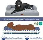 Orthopedic Dog Beds for Extra Large Dogs, Waterproof Dog Beds XLarge, Memory Foam Dogs Couch Beds, Comfy Bolster Pet Beds with Removable Washable Cover, Nonskid Bottom (X-Large, Grey)