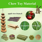 Grddaef Rabbit Toys, Guinea Pig Toys 25 Pcs Natural Timothy Hay Bunny Chews and Treats for Hamster Chinchilla Gerbil
