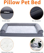 Amazon Basics Living Room Couch Dog Bed with Premium Foam, Pressure-Relief Support for Dogs up to 30lbs, Machine Washable Cover, Medium Sized (30" x 20"), Grey