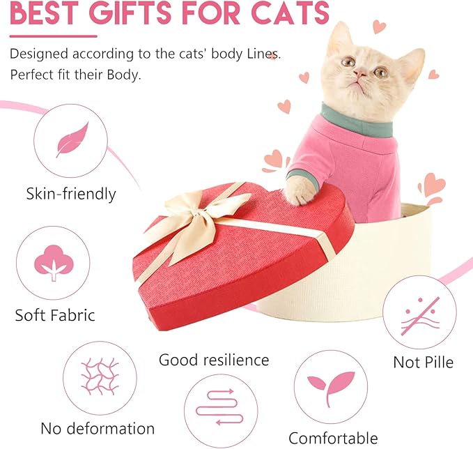 Sticky Cat Clothes Stretchy, Sphynx Hairless Sweater & Pajamas for Cats only, Soft Cat Onesie for Cats After Surgery Female Male & Hair Loss Prevention, Pink XS