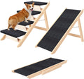 Dog Stairs/Ramp for Bed, Wooden Convertible Pet Steps, Portable Dog Ladder Up to 180 Pound for Elderly/Short-Legged Dogs, 4 Steps for Beds, Couch, Cars