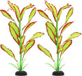 ALEGI Silk Aquarium Plants, 16 Inch Artificial Silk Plants Decorations for Fish Tank,Aquarium Décor Plastic Plants (Light Green with Red, 2 Pack)