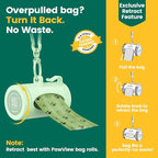 Dog Poop Bags Rolls with Retractable Poop Bag Holder, Leak Proof and Extra Thick Lavender Pet Waste Bags, 70% Recycled GRS Certified, 1 Dispenser and 105 Bags for Doggy Walking & Cat Litter