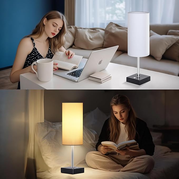 AVV Cordless Table Lamp with Dimmable, Rechargeable 3 Modes Battery Powered Bedside Lamp, Battery Operated Lamps for Night Stand, Touch Lamp for Bedroom, Living Room, Reading Room, 15 Inch White