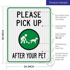 Clean Up After Your Dog Sign, Please Pick Up After Your Pet Sign, 24x30 Inches, 3M EGP Reflective .080 Aluminum, Fade Resistant, Indoor/Outdoor Use, Made in USA