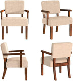 Accent Chair Set of 2 with Table, Living Room Chairs with Soft Seat and Armrests for Living Room Bedroom Reading Room Waiting Room (Beige) (AC01)