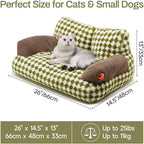 MEWOOFUN Cat Bed for Indoor Cats, Washable Dog Beds for Small Medium Dogs & Cats, Fluffy Cat Couch with Non-Slip Bottom (Green, 26.0" L X 19.0" W X 13.0" Th)