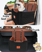 Dog Car Seat for Small/Medium Dogs Under 35lbs,Memory Foam Dog Booster Seats,Detachable and Washable Traval Pet Car Seat, Dogs Bed with 2 Safety Belts(Balck/Brown)