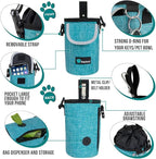 PetAmi Dog Treat Pouch, Large Pet Training Treat Pouch with Pocket, Dog Trainer Essentials Supply Holder with Poop Bag Dispenser, Training Bag for Kibbles Toys, 3 Ways to Wear (Turquoise)
