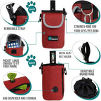 PetAmi Dog Treat Pouch, Large Pet Training Treat Pouch with Pocket, Dog Trainer Essentials Supply Holder with Poop Bag Dispenser, Training Bag for Kibbles Toys, 3 Ways to Wear (Red)