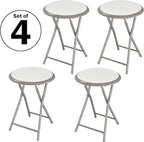 Lavish Home Folding Bar Stools – Set of 4 Heavy-Duty 18-Inch Stool - 225lbs Capacity and Padded Seats for Dorm, Recreation or Game Room (White)