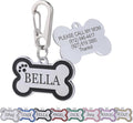 Personalized Stainless Steel Pet ID Tags with Glittery Bone Design - DEEP Engraved Dog Tags Engraved for Pets Customized with 5 Lines Dogs and Cats Pets