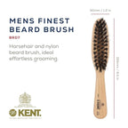 Kent BRD7 Horsehair and Nylon Blend Soft Beard Brush for Men for Flawless Shaping and Grooming, Ergonomic Grip Beechwood Handle, for Mustache and Beards, Distributes Oils and Balms. Made in England