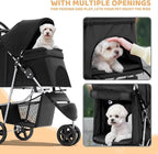 Magshion 3-Wheel Pet Stroller for Small/Medium Dog Cat, Up to 33lbs, Black | Foldable Travel Jogger w/ Breathable Mesh Cover, Lightweight Design, Safety Tethers, Cup Holder & Storage Basket