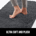 GORILLA GRIP SoakSTOPPER Dog Door Mat, 48x30 Machine Washable Rug Absorbent Doormat Captures Moisture Mud Dirt, Quick Dry Soft Chenille Entryway Rugs Indoor Entrance Mats for Dog Paws, Charcoal