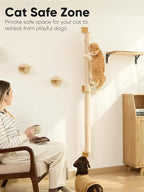 FUKUMARU Cat Wall Scratcher, 60" Tall Wall Mounted Kitten Scratching Post, Sturdy Sisal Climbing Tree for Indoor Large Cats