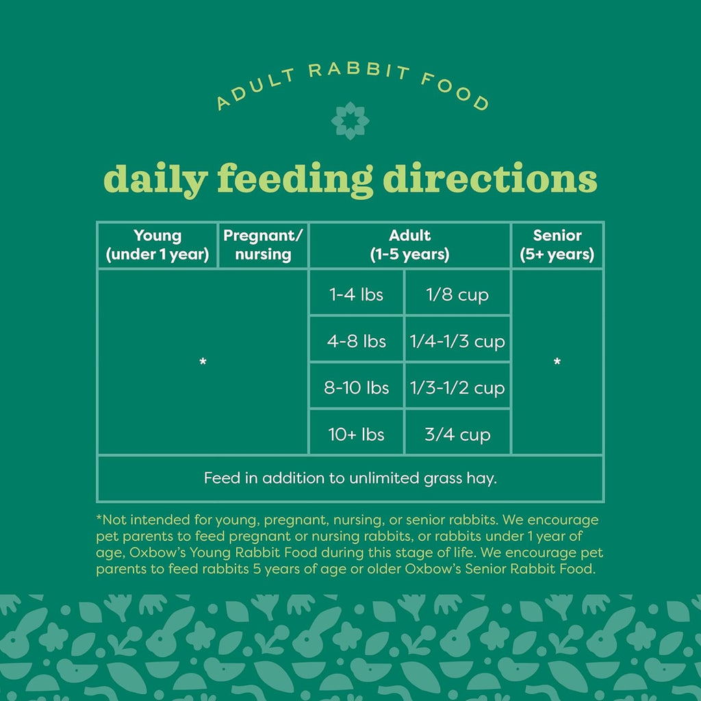 Oxbow Essentials Rabbit Food, Adult, Made with Oxbow Timothy Hay for Rabbit, Pet Pellets with Vitamins & Minerals, Small Animal Pet Products, Bunny Food, Made in USA, High Fiber, 25 lb. bulk bag