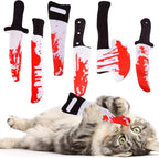 FOIMAS 6pcs Catnip Toys,Knife Shaped Catnip Toys Horror Teething Chew Plush Toys for Cat Kitten Teeth Cleaning Inreractive Toys Indoor Outdoor Halloween Christmas