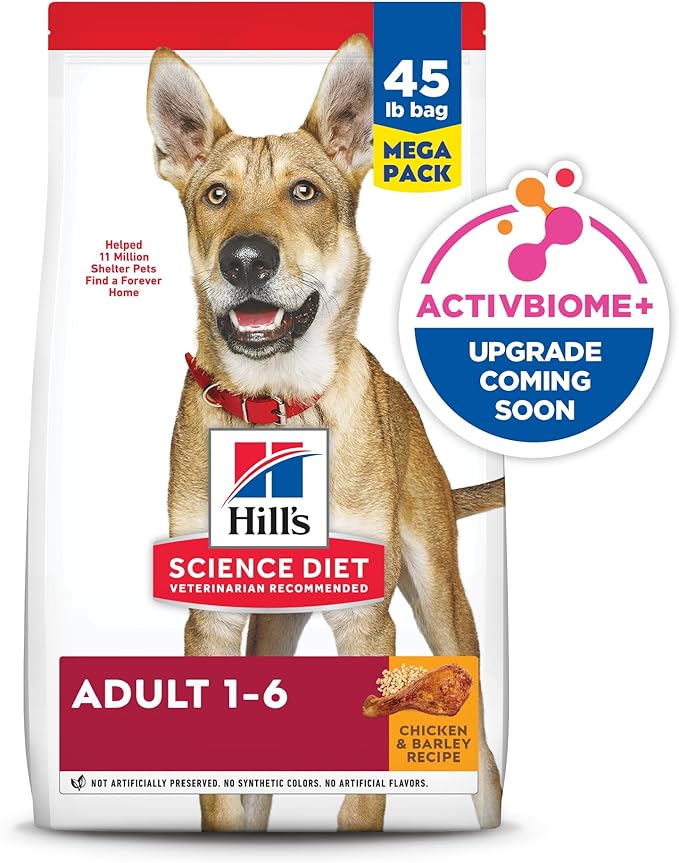 Hill's Science Diet Adult 1-6, Adult 1-6 Premium Nutrition, Dry Dog Food, Chicken & Barley, 45 lb Bag