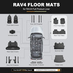 RAV4 Floor Mats for Toyota RAV4 2019-2025 (Not Fit Hybrid or 2026 Models) - All Weather Floor Liners 1st & 2nd Row Car Mats RAV4 Accessories