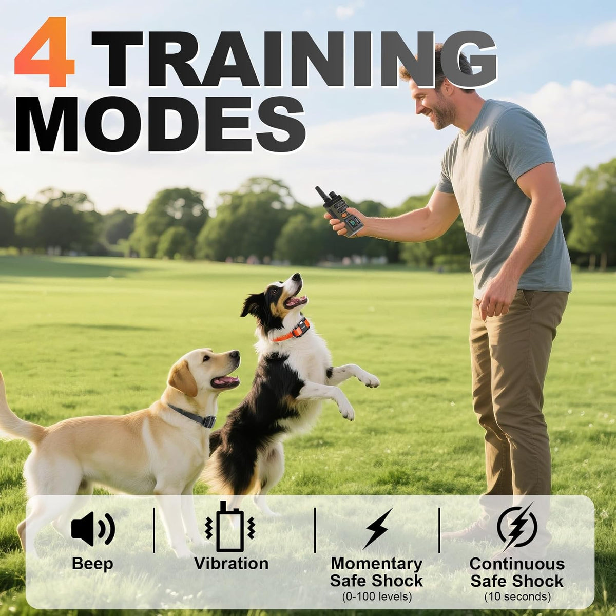 Dog Shock Collar 2 Dogs (15-120lb), 5200FT Range, IPX7 Waterproof, 4 Training Modes, Orange/Black