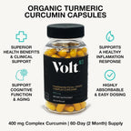 Organic Turmeric Curcumin Capsules, 400mg Complex Curcurmin - Pharmaceutical-Grade Curcumin Supplement for Joint Health, Immune Support, & Healthy Inflammation Response, 60-day (2 month) supply