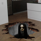 3D Halloween Wall Decals Scary Skeleton Halloween Wall Stickers, Spooky Long Hair Zombie Floor Decor Posters Decals Decorations for Living Room Bedroom Party Supplies