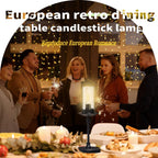 Vintage Cordless LED Candle Table Lamp Rechargeable Battery Powered Lamp, Touch Control, Metal Finish, Suitable for Bedroom, Dining Room, Wedding, Thanksgiving, Christmas, Wedding, Party, Birthday