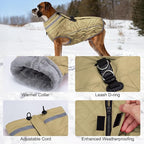 Dog Coat, Warm Dog Winter Coat for Medium Dogs, Waterproof Jacket with Harness Built in, Reflective Turtleneck Cold Weather Coats with Zipper,Pet Fleece Vest Snow Jacket, Brown M