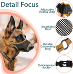 LUCKYPAW Dog Muzzle, Mesh Muzzle for Large Medium Small Dogs, Soft Mouth Guard for Biting Chewing, Breathable Mouth Guard with Adjustable Strap for Training(Brown, M(Snout:8.75"-9.5"))