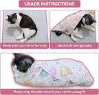 Cat Grooming Wrap for Cutting Nails, 27.6" Anti-Escape Calming Cat Swaddle Wrap for Medicine, Nail Clipping, Teeth Brushing, Ear Cleaning, Self-Adherent Burrito Restraint, (Geometric Fish, L)