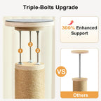 FUKUMARU Floor to Ceiling Cat Tree, 6 Level Adjustable Height (5.7-9.8 ft) Climbing Tower with Thickened Scratching Posts, Cats Activity Center with Transparent Capsule and Cozy Hammock