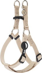 PUPTECK No Pull Dog Harness Soft Adjustable Basic Nylon Step in Puppy Vest Outdoor Walking with ID Tag and A-ir Tag Case, Cream, L