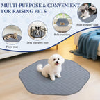 2-in-1 Small Animals Playpen with Pad, Waterproof Small Pet Cage Tent with Reusable Pad, Portable Outdoor Yard Fence with 3 Metal Rod for Chick/Kitten/Puppy/Guinea Pig/Rabbits/Chinchillas, Gray