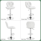 Yaheetech Bar Stools Set of 4, Adjustable PU Leather Swivel Barstools, Modern Counter Stools with Back and Footrest, Counter Height Barstools for Bar, Kitchen, Dining Room, White