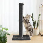 Karolpar 34inch Cat Scratching Post with Natural Sisal Rope 4.3Inch Large Diameter Scratcher Post Tree for Indoor Cats Black
